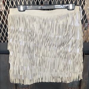 White House Black Market Suede Fringe Skirt